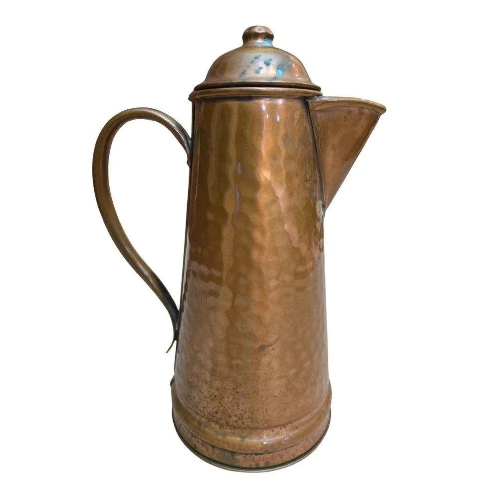 Gregorian Vintage Hammered Copper Coffee Pot/Kettle Circa 1960-1990 Made In USA